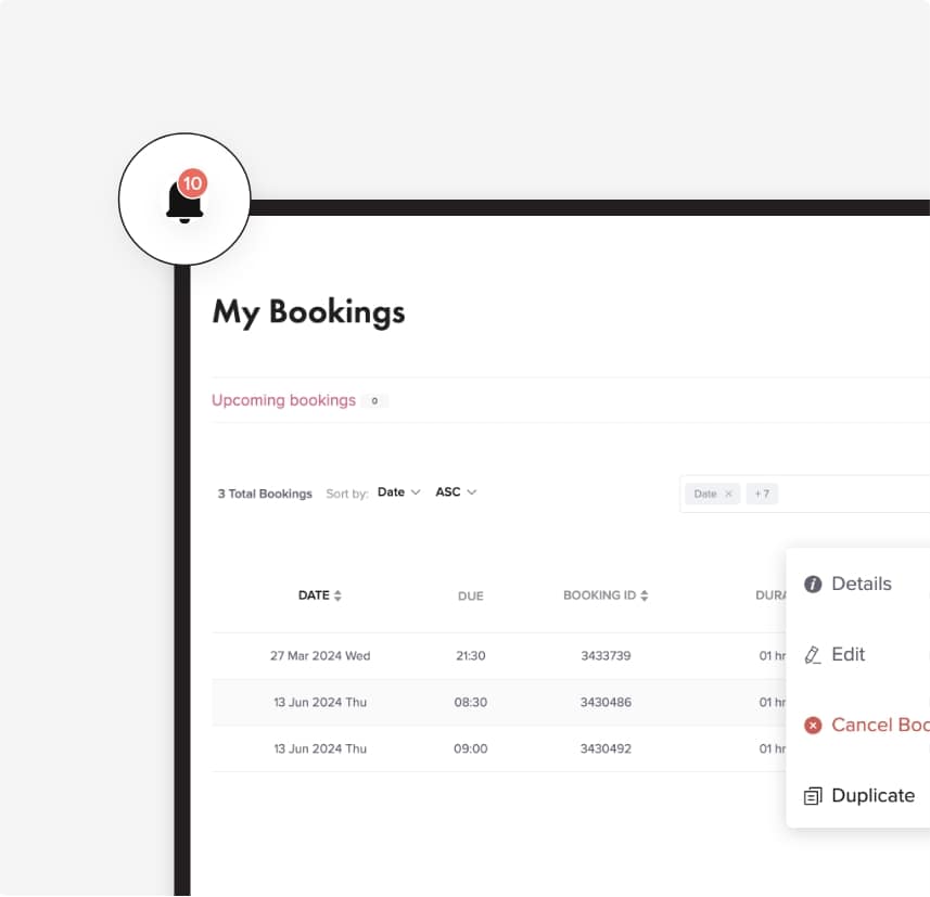 My bookings